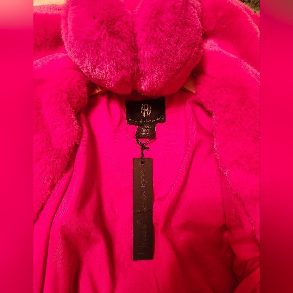 NWT House of Harlow 1960 Fuchsia Ultra Soft Faux Fur Sz. XS Bonus Ear Muffs! - Picture 3 of 11